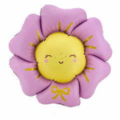 Шар (41''/104 см) Фигура, Цветок, Солнышко, Сиреневый, Сатин, 1 шт. в уп.