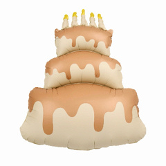 Шар (38''/97 см) Фигура, Торт со свечками, Коричневый, Сатин, 1 шт. в уп.