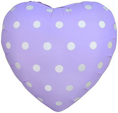 Шар (18''/46 см) Сердце, Горошек, Сиреневый, 1 шт. 