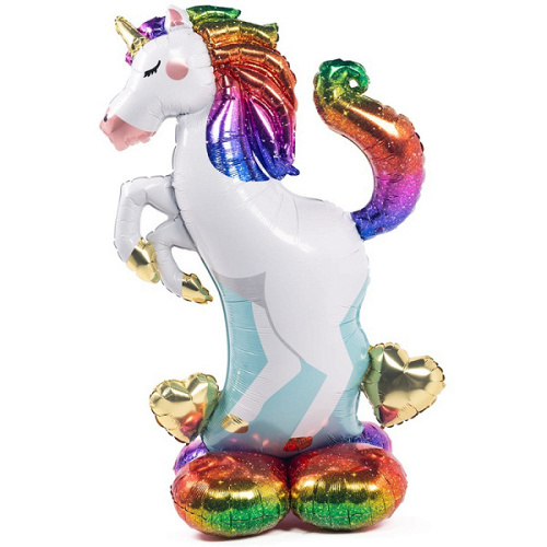 A Шар 3D (54''/137 см) Фигура на подставке, Радужный Единорог, 1 шт. в уп.
