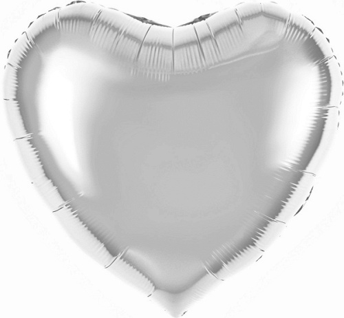 Шар (63"/160 см) Сердце, Серебро, 1 шт. в уп.