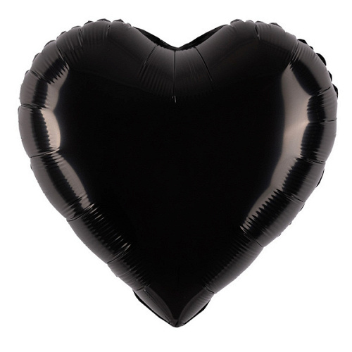 Шар (18''/46 см) Сердце, Черное, 1 шт.