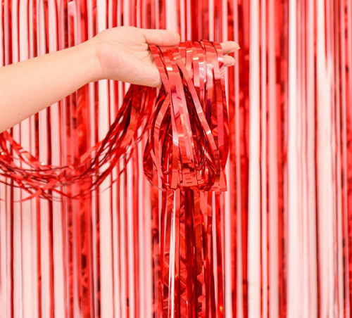 Занавес Дождик, Красный, Металлик, 100*200 см, 1 шт.