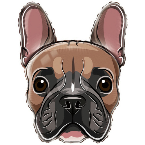 Шар (29"/74 см) Фигура, Голова, Собака, Бульдог, 1 шт. в уп.