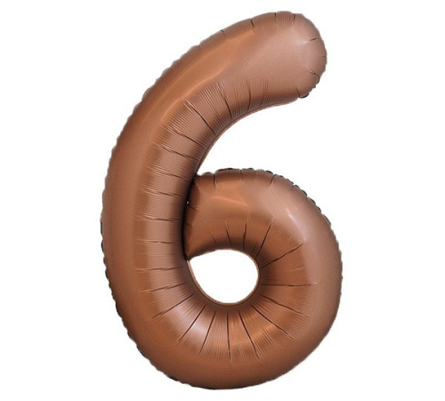Шар (40"/102 см) Цифра 6, Шоколад, Сатин, 1 шт. в уп.