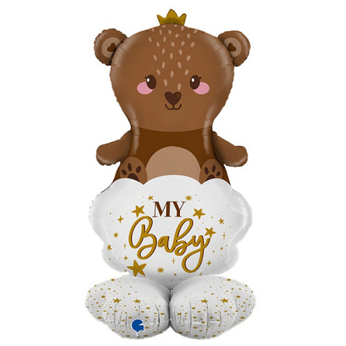 G Шар 3D (47''/119 см) Фигура на подставке, MY BABY, Мишка, 1 шт. в уп.