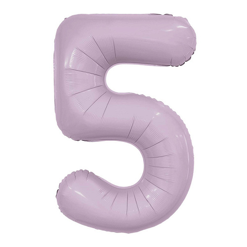 Шар (40''/102 см) Цифра 5, Slim, Орхидея, 1 шт. в уп.