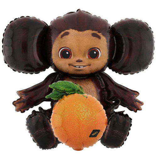 Шар 3D (22"/56 см) Фигура, Чебурашка С Апельсином, 1 шт. в уп.