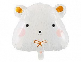 ПД Шар (20"/51 см) Фигура, Голова, Медведь, Белый, 1 шт. в уп.