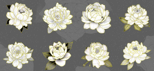 Наклейки декоративные, Пион, Белый, 20 шт.