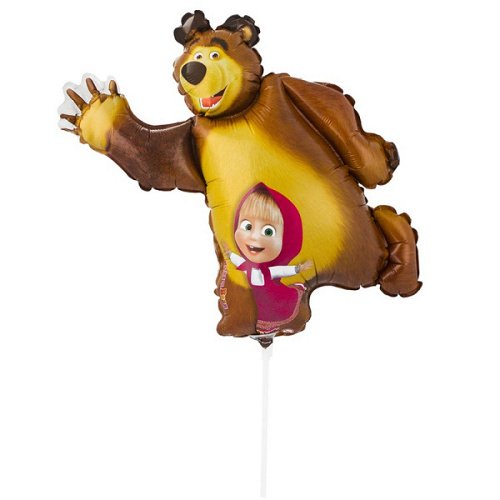 A Шар (12"/30 см) Мини-фигура, Маша и Медведь, 1 шт.