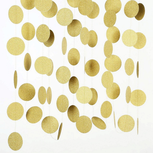 Гирлянда-подвеска Круг, Золото, с блестками, 200 см, 1 уп.