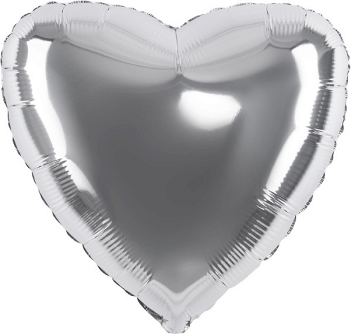 Шар (32''/81 см) Сердце, Серебро, 1 шт. в уп.