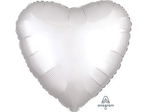 A Шар (18"/46 см) Сердце, White, Сатин, 1 шт.
