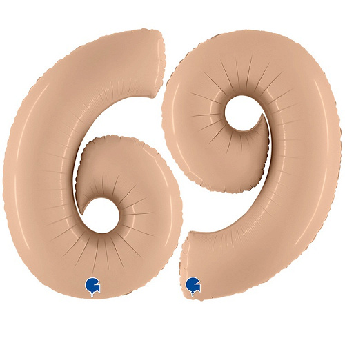 G Шар (40''/102 см) Цифра 6/9, Бежевый, Сатин, 1 шт. в уп.