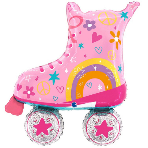 G Шар (33"/84 см) Фигура, Ролики розовые, 1 шт. в уп.