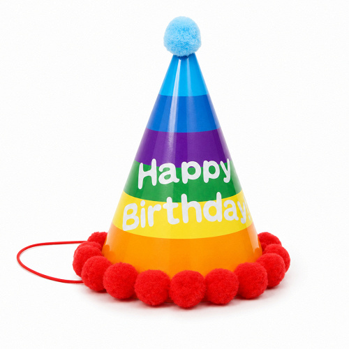 Колпак, Happy Birthday, Яркий, 1 шт.