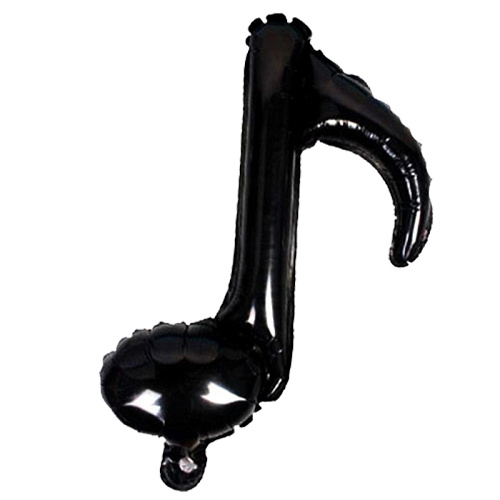Шар с клапаном (16"/41 см) Мини-фигура, Нота, Черный, 1 шт.