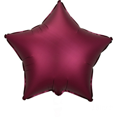 Шар (18"/46 см) Звезда, Сатин, Бордовый, 1 шт.