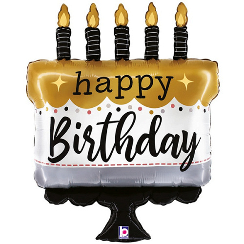 Б Шар (28"/71 см) Фигура, HB, Торт со свечками, 1 шт. в уп.