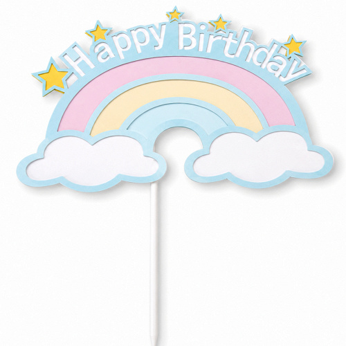Топпер, Радуга, Голубая, HAPPY BIRTHDAY, 1 шт.