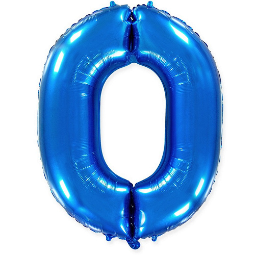 Ф Шар (40''/102 см) Цифра 0, Синий, 1 шт. в уп.