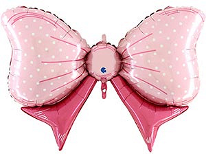 G Шар (43"/109 см) Фигура, Бант, Розовый, 1 шт. в упак.
