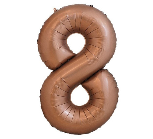 Шар (40"/102 см) Цифра 8, Шоколад, Сатин, 1 шт. в уп.