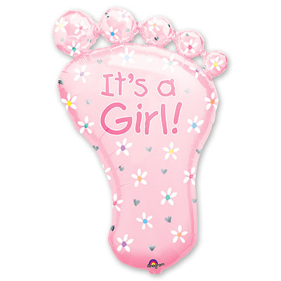 A Шар (32''/81 см) Фигура, Стопа девочки, Розовый, 1 шт. в уп.