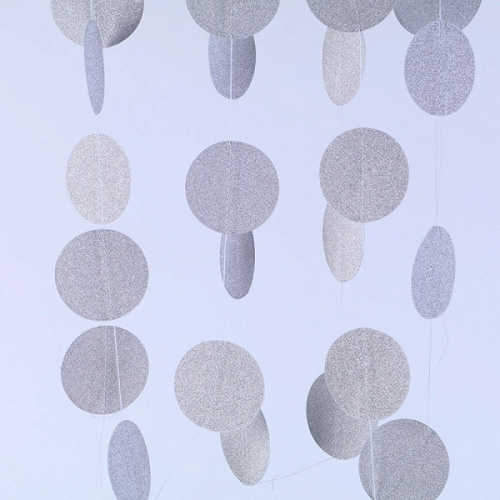 Гирлянда-подвеска Круг, Серебро, с блестками, 200 см, 1 уп.