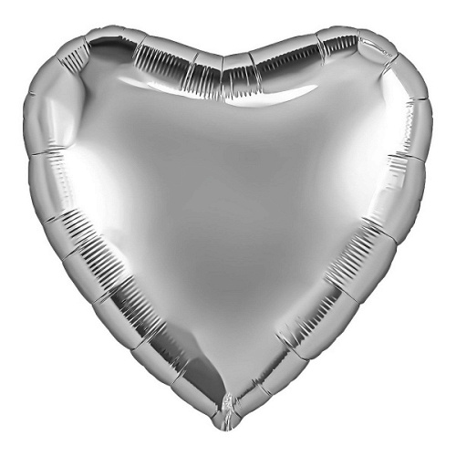 Шар (19''/48 см) Сердце, Серебро, 1 шт.