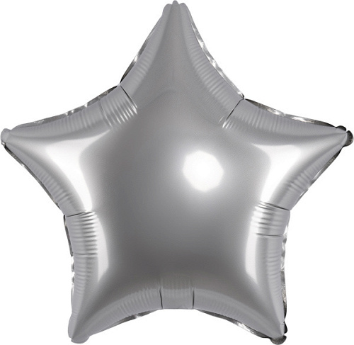 Шар (32''/81 см) Звезда, Серебро, 1 шт. в уп.