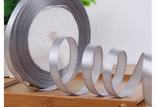 Лента атласная (1 см*22,85 м) Серебро