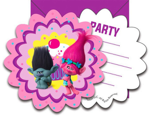 (Распродажа) Приглашения "Тролли" 11 см