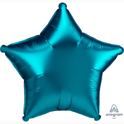 A Шар (19"/48 см) Звезда, Aqua, Сатин, 1 шт.