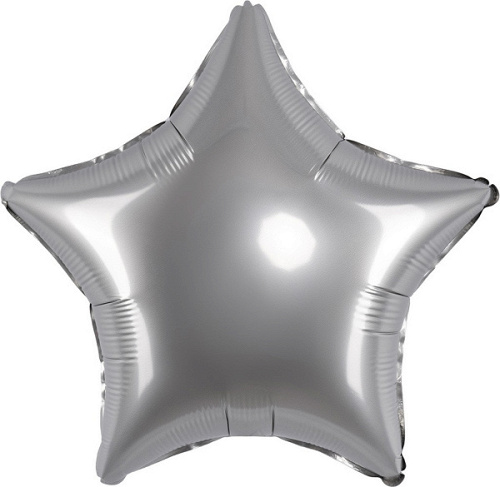 Шар (32''/81 см) Звезда, Серебро, 1 шт. в уп.