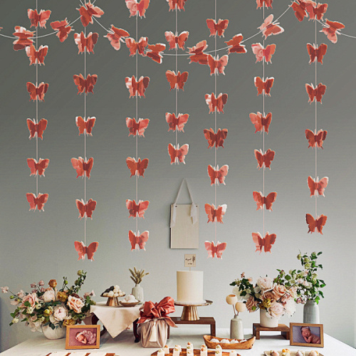 Гирлянда-подвеска, Бабочки, Розовое Золото, 200 см, 1 уп.