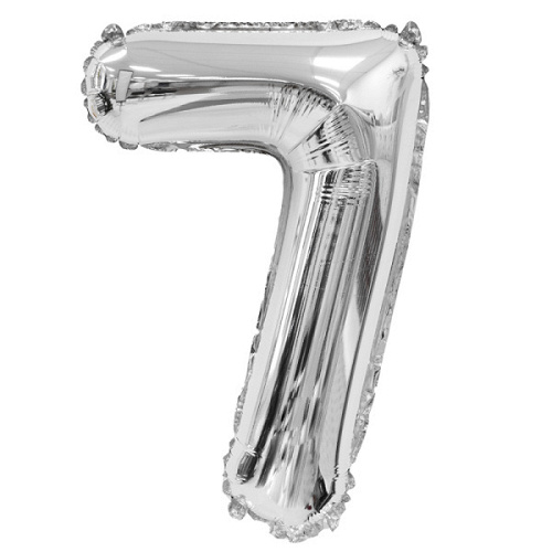 Шар (14"/36 см) Цифра 7, Серебро, 1 шт. в уп.