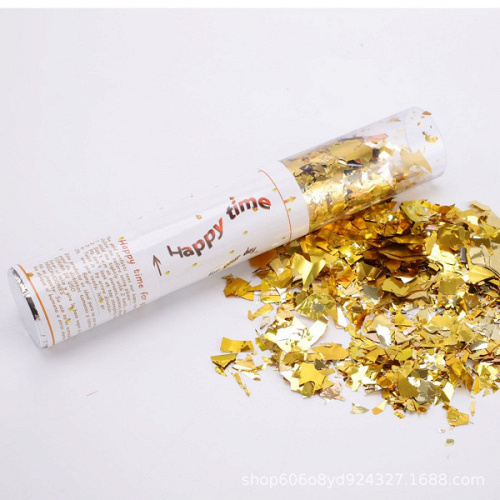 Пневмохлопушка, Золото, Конфетти дробленое, 40 см, 1 шт.