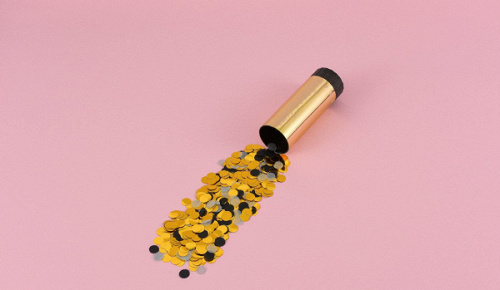 Пневмохлопушка, Золото, Конфетти металлик, 10 см, 1 шт.