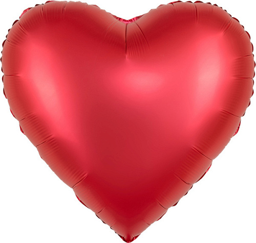 Шар (30"/76 см) Сердце, Красный, Сатин, 1 шт. в уп.