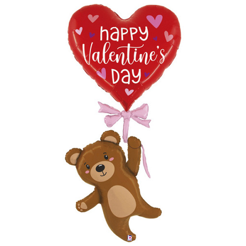 G Шар (69"/176 см) Мишка на сердечке, 1 шт. в упак.