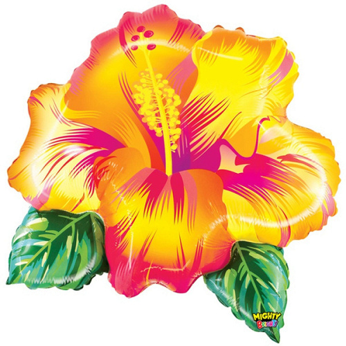 Б Шар (23"/65 см) Фигура, Цветок тропический, Желтый, 1 шт. в уп.