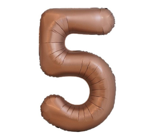 Шар (40"/102 см) Цифра 5, Шоколад, Сатин, 1 шт. в уп.