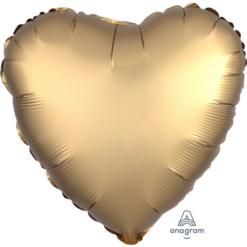 A Шар (18"/46 см) Сердце, Gold, Сатин, 1 шт.