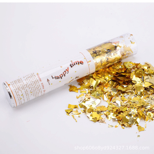 Пневмохлопушка, Золото, Конфетти дробленое, 40 см, 1 шт.