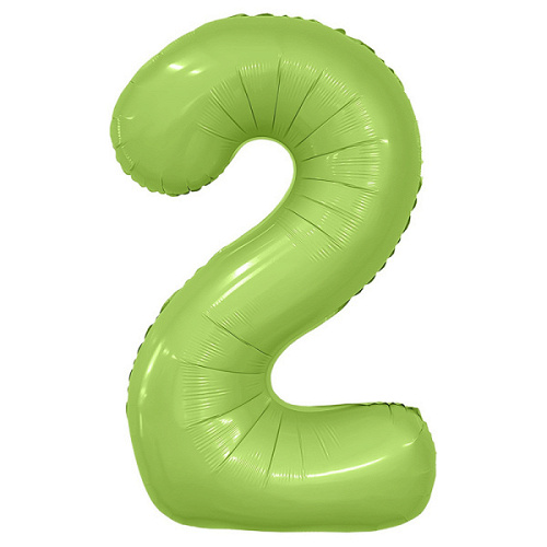 Шар (40''/102 см) Цифра 2, Slim, Мистик, Фисташка, Сатин, 1 шт. в уп.