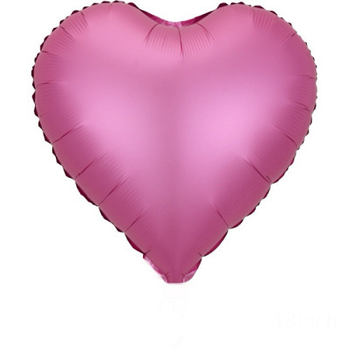 Шар (18"/46 см) Сердце, Сатин, Розовый, 1 шт.