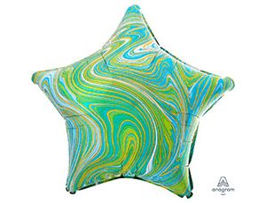 A Шар (19"/48 см) Звезда, Мрамор, Blue Green, 1 шт.