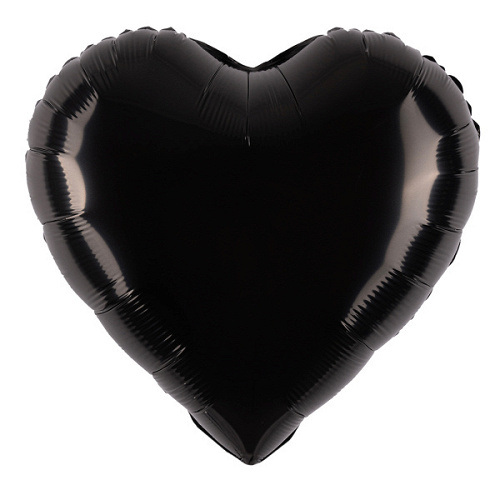 Шар (18''/46 см) Сердце, Черное, 1 шт.